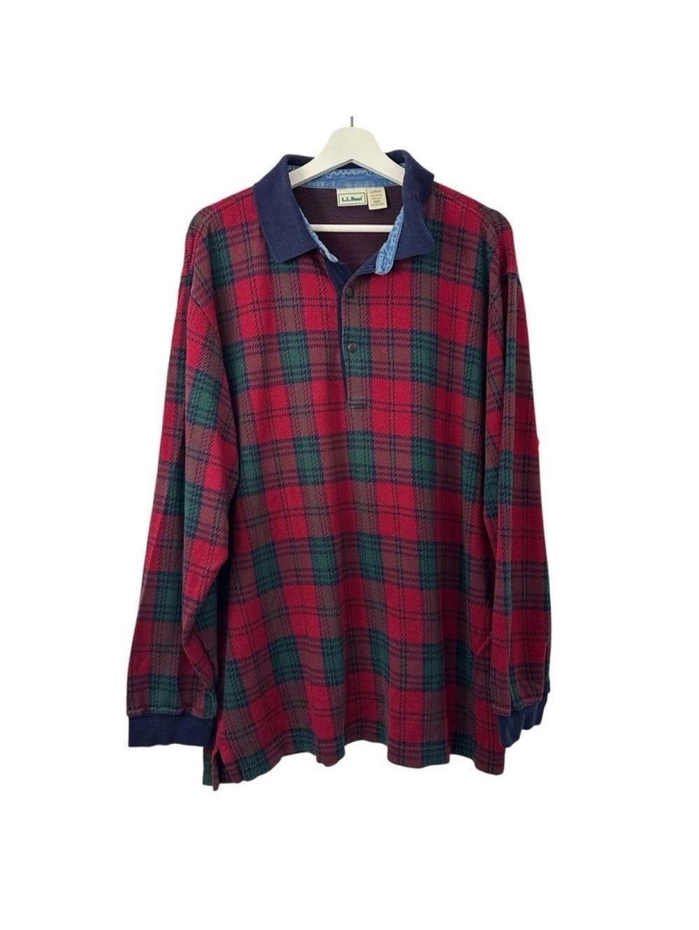 L.L Bean Men’s Flannel Cotton Plaid Long Sleeve Shirt Size L